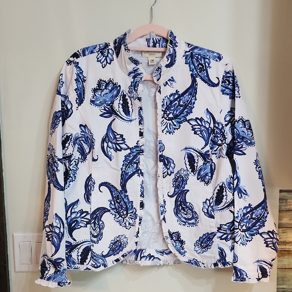 Appleseed's Blue and White Paisley Blazer